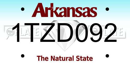 1TZD092 Arkansas License Plate