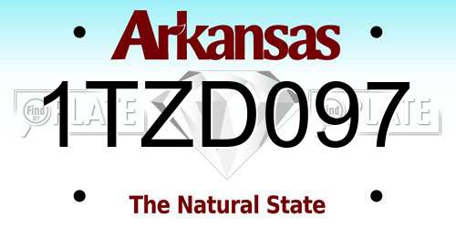 1TZD097 Arkansas License Plate