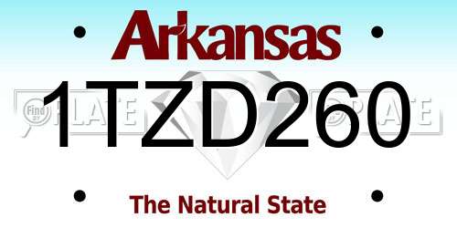 1TZD260 Arkansas License Plate