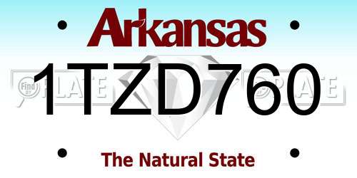 1TZD760 Arkansas License Plate