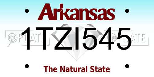 1TZI545 Arkansas License Plate