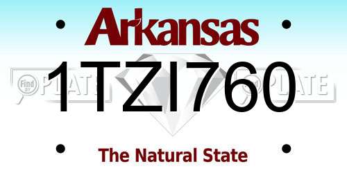 1TZI760 Arkansas License Plate