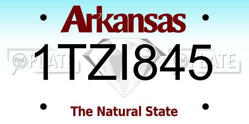 1TZI845 Arkansas License Plate