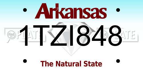 1TZI848 Arkansas License Plate