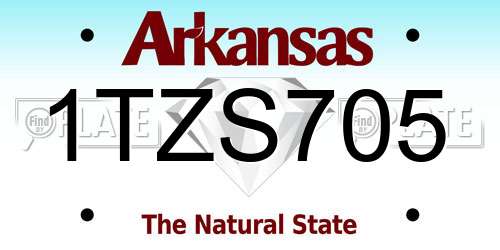 1TZS705 Arkansas License Plate