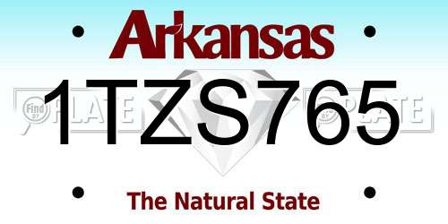 1TZS765 Arkansas License Plate