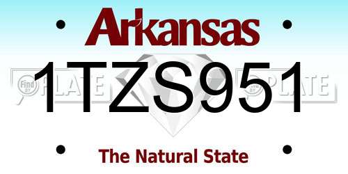 1TZS951 Arkansas License Plate