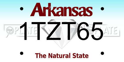 1TZT65 Arkansas License Plate
