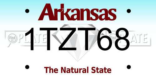 1TZT68 Arkansas License Plate