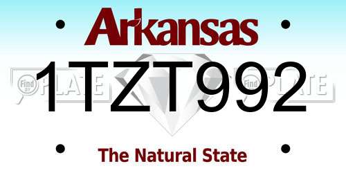 1TZT992 Arkansas License Plate