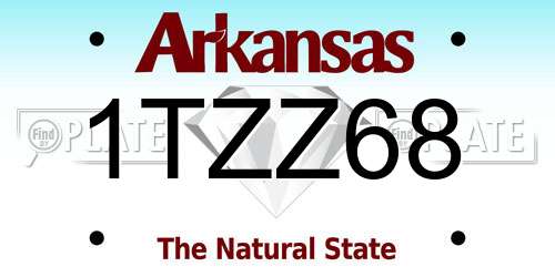 1TZZ68 Arkansas License Plate
