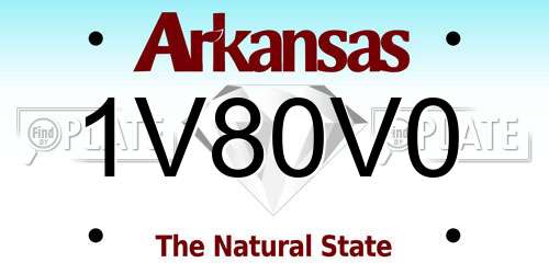 1V80V0 Arkansas License Plate