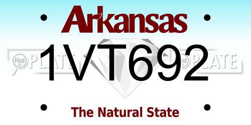1VT692 Arkansas License Plate