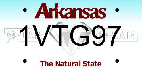 1VTG97 Arkansas License Plate