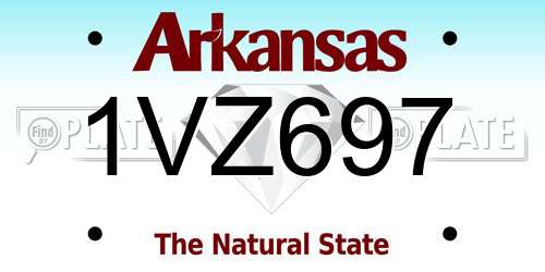 1VZ697 Arkansas License Plate