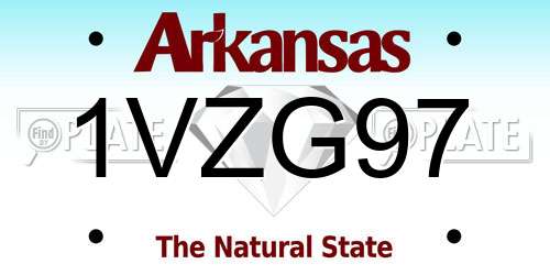 1VZG97 Arkansas License Plate