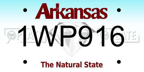 1WP916 Arkansas License Plate