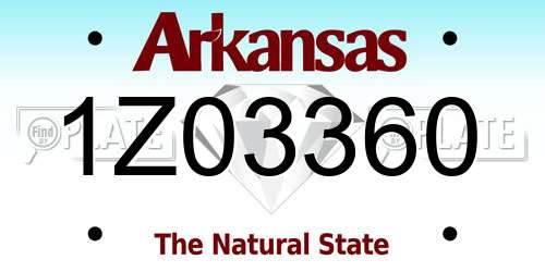 1Z03360 Arkansas License Plate