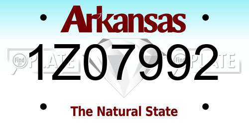 1Z07992 Arkansas License Plate