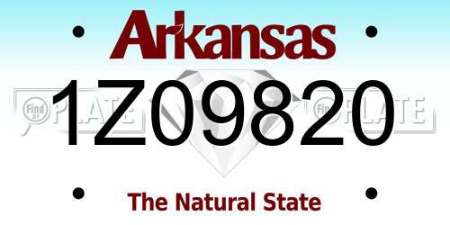 1Z09820 Arkansas License Plate