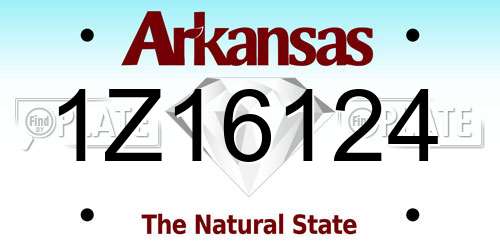 1Z16124 Arkansas License Plate