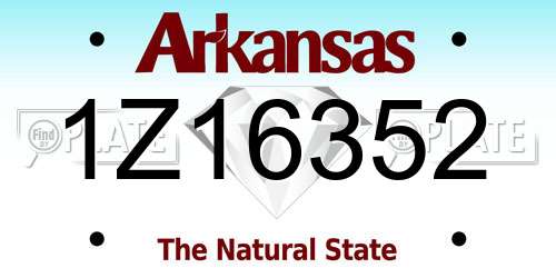 1Z16352 Arkansas License Plate
