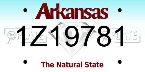 1Z19781 Arkansas License Plate