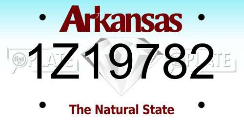 1Z19782 Arkansas License Plate