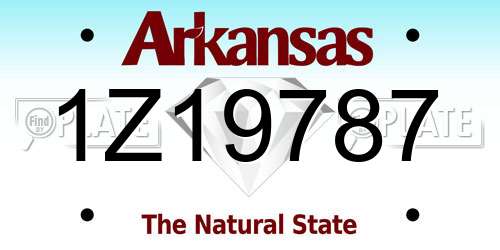 1Z19787 Arkansas License Plate