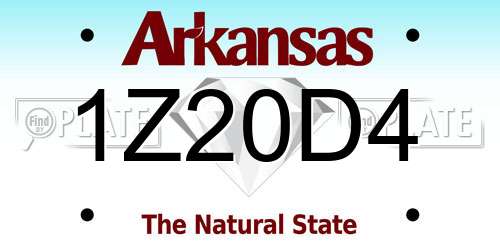1Z20D4 Arkansas License Plate