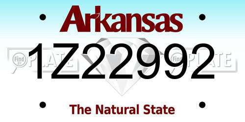 1Z22992 Arkansas License Plate