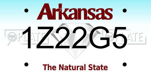 1Z22G5 Arkansas License Plate