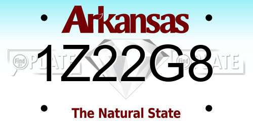 1Z22G8 Arkansas License Plate