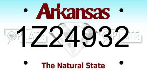 1Z24932 Arkansas License Plate