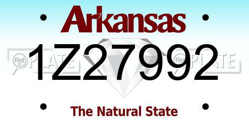 1Z27992 Arkansas License Plate