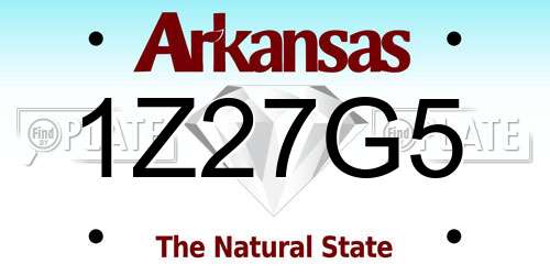 1Z27G5 Arkansas License Plate