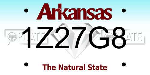 1Z27G8 Arkansas License Plate