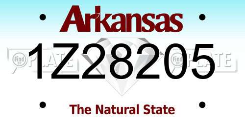 1Z28205 Arkansas License Plate