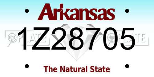 1Z28705 Arkansas License Plate