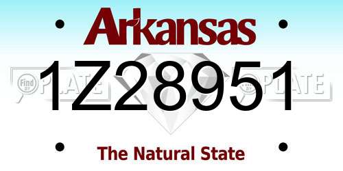1Z28951 Arkansas License Plate