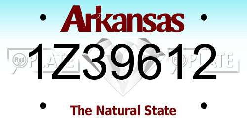 1Z39612 Arkansas License Plate