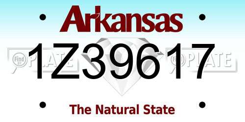 1Z39617 Arkansas License Plate