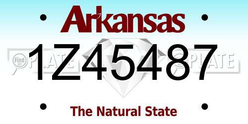1Z45487 Arkansas License Plate
