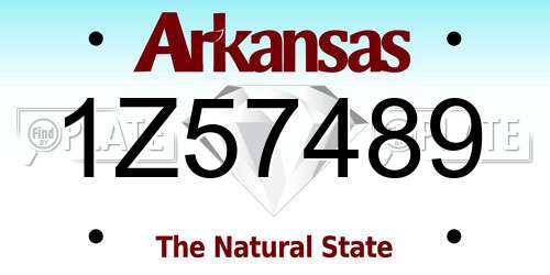 1Z57489 Arkansas License Plate