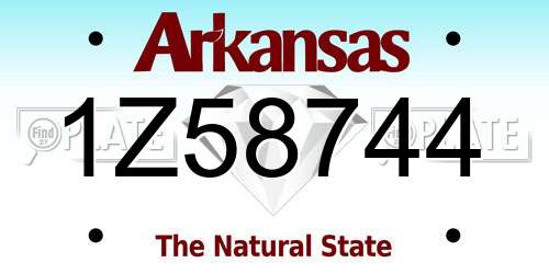 1Z58744 Arkansas License Plate