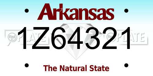 1Z64321 Arkansas License Plate