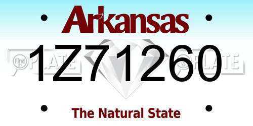 1Z71260 Arkansas License Plate