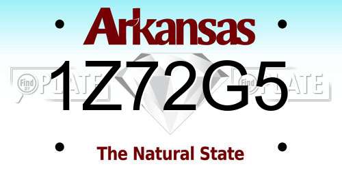1Z72G5 Arkansas License Plate