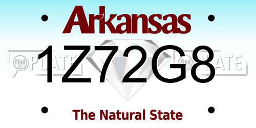 1Z72G8 Arkansas License Plate