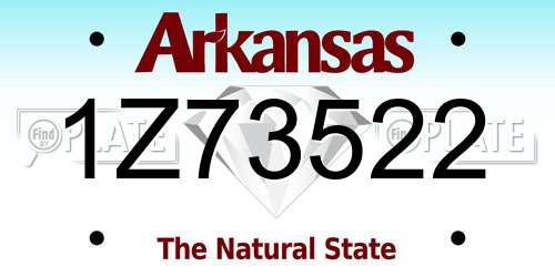 1Z73522 Arkansas License Plate